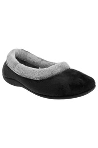 Womens/Ladies Julia Memory Foam Collar Slippers - Black