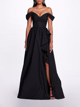 Load image into Gallery viewer, Off Shoulder Side Slit Gown - Black