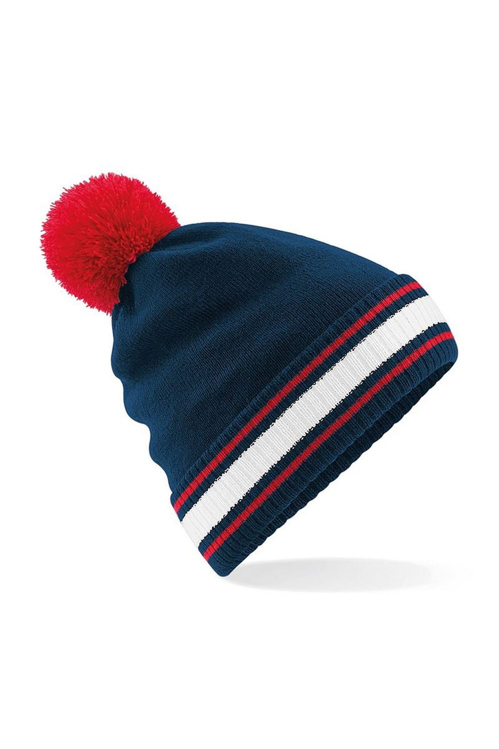 Beechfield Mens Stadium Beanie (French Navy/Classic Red/White)