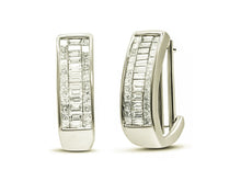 Load image into Gallery viewer, 14K White Gold Baguette and Princess-cut Diamond Earrings