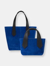 Load image into Gallery viewer, Tab Tote in Blue Suede