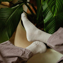 Load image into Gallery viewer, Paper X Superwash Wool Rib Crew Socks - Grey