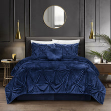 Load image into Gallery viewer, Grace Living - Nilah Velvet 5pc Comforter Set With Maple 2 Pillow Shams, 1 Decorative Pillow, 1 Comforter, 1 Bed Skirt