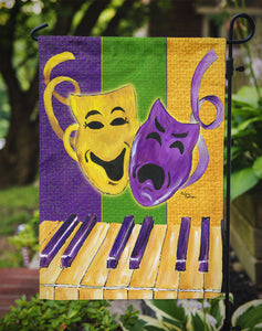 Mardi Gras Piano With Comedy And Tragedy Masks Garden Flag 2-Sided 2-Ply