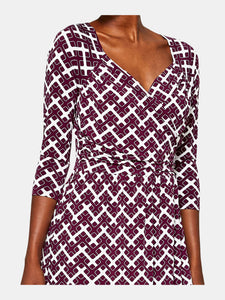 Sweetheart A-Line Wrap Dress in Retro Squares