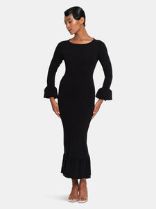Marjorie Bamboo Ruffle Dress In Black