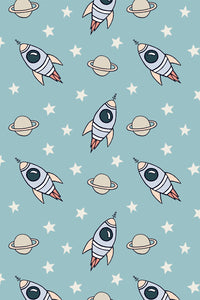 Eco-Friendly Childrens Space Rocket Wallpaper