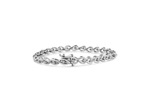 .925 Sterling Silver 1/10 Cttw Round-Cut Diamond Link Bracelet