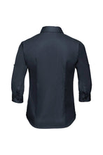 Load image into Gallery viewer, Russell Collection Womens/Ladies Roll-Sleeve 3/4 Sleeve Work Shirt (French Navy)