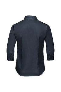 Russell Collection Womens/Ladies Roll-Sleeve 3/4 Sleeve Work Shirt (French Navy)