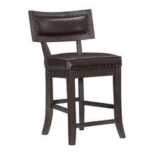 Load image into Gallery viewer, Bracknell 37.5 in. Distressed Dark Cherry Low Back Wood Frame Dining Bar Stool With Faux Leather Seat (Set of 2)