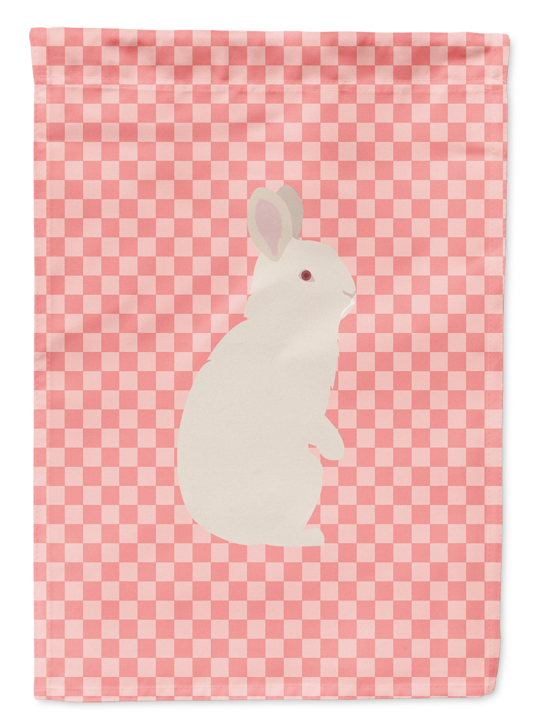 28 x 40 in. Polyester New Zealand White Rabbit Pink Check Flag Canvas House Size 2-Sided Heavyweight