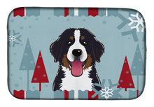 Load image into Gallery viewer, 14 in x 21 in Winter Holiday Bernese Mountain Dog Dish Drying Mat