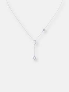 Crescent North Star Diamond Drop Necklace In Sterling Silver