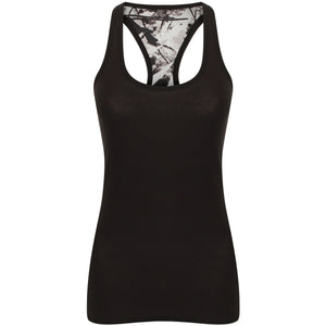 Skinni Fit Womens/Ladies Reversible Workout Vest (Black/Print)