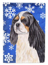 Load image into Gallery viewer, Cavalier Spaniel Winter Snowflakes Holiday Garden Flag 2-Sided 2-Ply