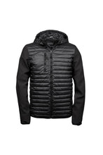 Load image into Gallery viewer, Teejays Mens Hooded Full Zip Crossover Jacket (Black)