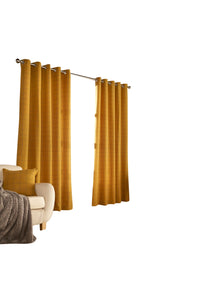 Furn Ellis Ringtop Eyelet Curtains (Ochre) (66 x 54 in)