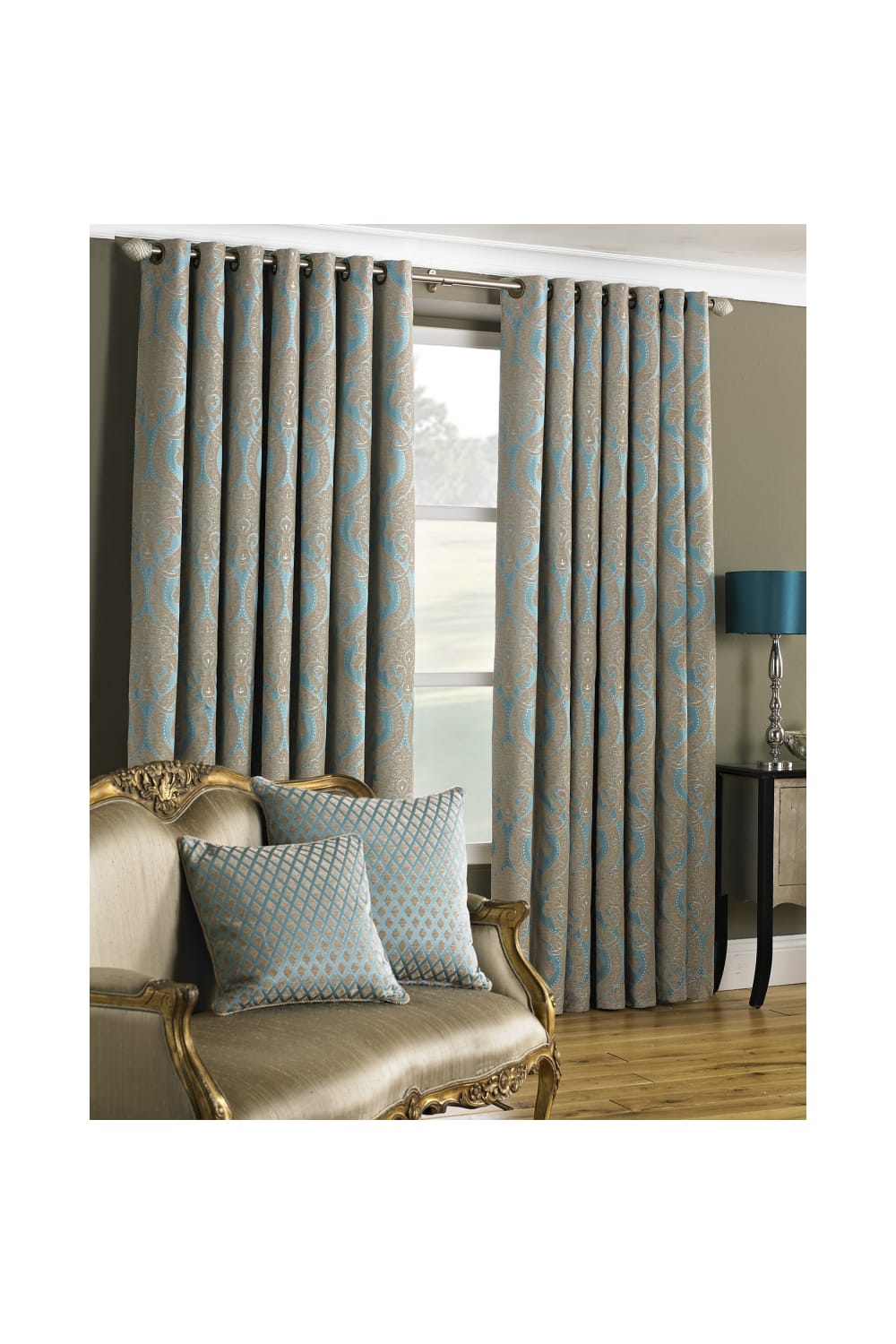 Riva Home Renaissance Ringtop Curtains (Turquoise) (66 x 90 inch)