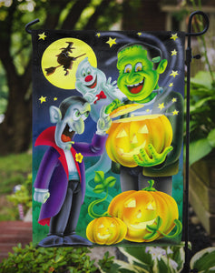 11" x 15 1/2" Polyester Halloween With Dracula And Frankenstein Garden Flag 2-Sided 2-Ply