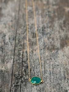 Mrs. Parker Simple Chain Necklace in Green Onyx