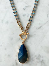 Load image into Gallery viewer, Royal Blue Crystal Layered Necklace with Dark Blue Agate Drop