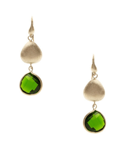 Peridot & Satin Pebble Dangle Earrings