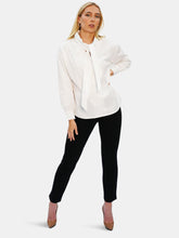 Load image into Gallery viewer, The Charltong Classic Tie Neck White Shirt - Organic Stretch Cotton