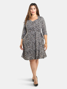 Sweetheart Wrap Dress in Cheetah Ginger Root (Curve)