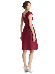 Cap Sleeve Pleated Cocktail Dress with Pockets - D766