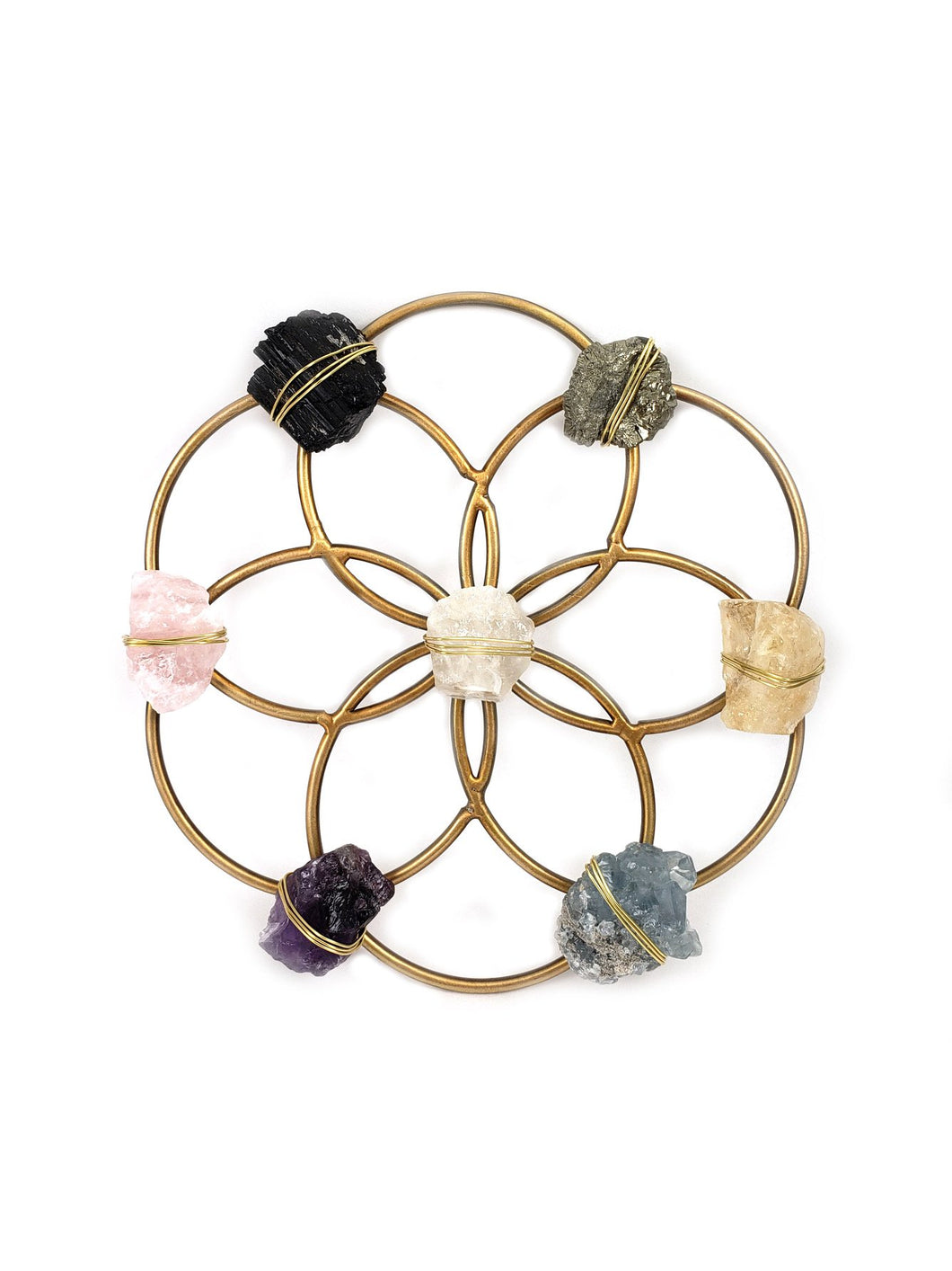 Small Flower of Life Healing Crystal Grid - Gold