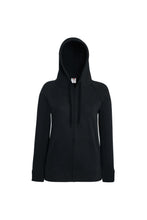 Load image into Gallery viewer, Fruit Of The Loom Ladies Fitted Hooded Sweatshirt (Black)