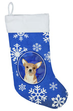 Load image into Gallery viewer, Chihuahua Winter Snowflakes Christmas Stocking