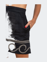 Load image into Gallery viewer, Linen Embroidered Mini Skirt - Black