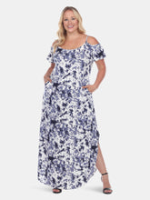 Load image into Gallery viewer, Plus Size Cold Shoulder Tie-Dye Maxi Dress