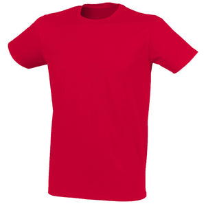 Skinni Fit Men Mens Feel Good Stretch Short Sleeve T-Shirt (Heather Red)