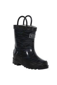 Great Outdoors Childrens/Kids Minnow Patterned Wellington Boots - Black