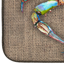Load image into Gallery viewer, 14 in x 21 in Blue Crab on Faux Burlap Dish Drying Mat