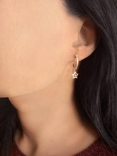 Load image into Gallery viewer, Lucky Star Diamond Hoop Earrings in 14K Yellow Gold Vermeil on Sterling Silver