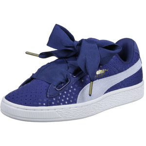Womens/Ladies Suede Basket Heart Denim Sneakers - Twilight Blue/Halogen Blue