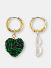 Load image into Gallery viewer, Aubrey Stone Heart Hoop Earrings