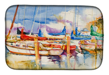 Load image into Gallery viewer, 14 in x 21 in End Stall Sailboats Dish Drying Mat