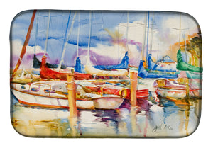 14 in x 21 in End Stall Sailboats Dish Drying Mat