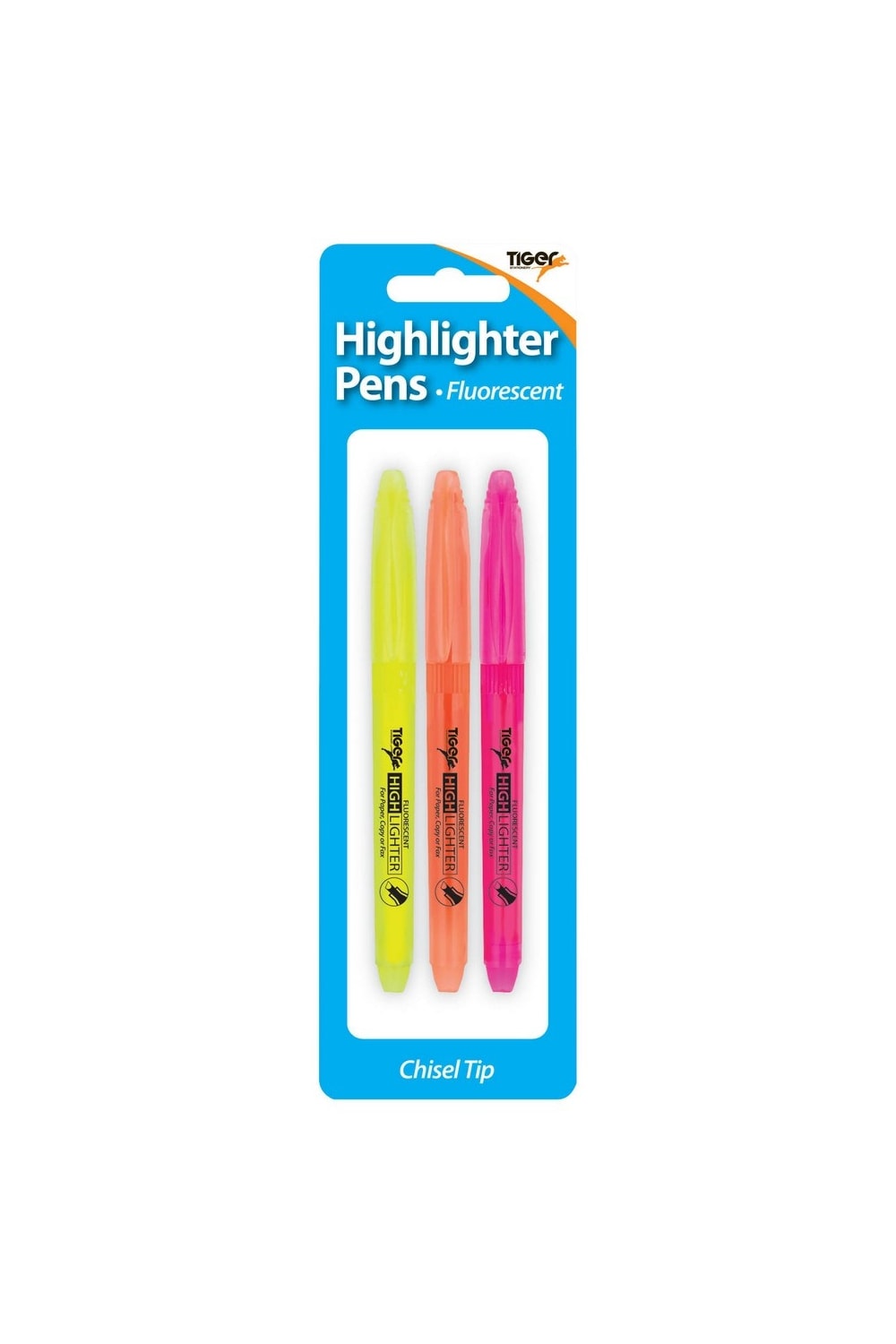 Tiger Stationery Highlighter Pen (Pack of 3) (Yellow/Pink/Orange) (One Size)
