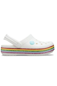 Crocs Girls Rainbow Glitter Clog (White)