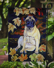 Load image into Gallery viewer, Polyester Fawn Pug In Fall Leaves Garden Flag 2-Sided 2-Ply