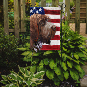 11 x 15 1/2 in. Polyester Wirehaired Pointing Griffon American Flag Garden Flag 2-Sided 2-Ply