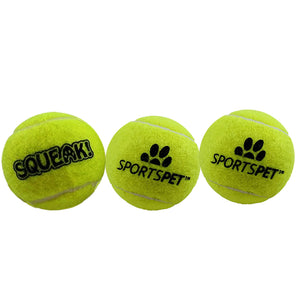 Sportspet Tennis Ball With Squeaker (Pack Of 3) (Yellow) (M)