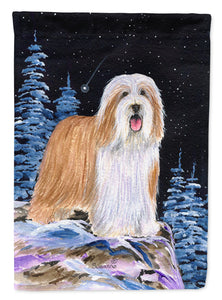 Starry Night Bearded Collie Garden Flag 2-Sided 2-Ply