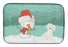 Load image into Gallery viewer, 14 in x 21 in Maltese Snowman Christmas Dish Drying Mat